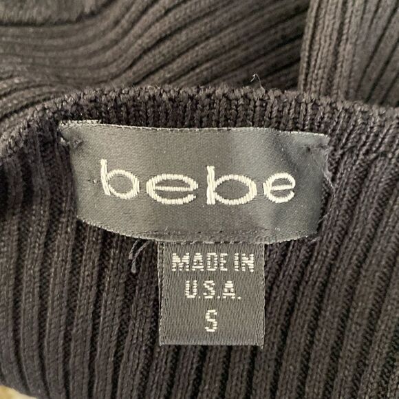 NOT FOR SALE Vintage Y2K 00s Bebe Black Knit Short Sleeve Babydoll Top - Picture 5 of 6